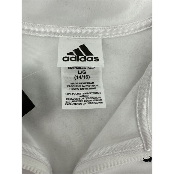 Adidas Jacket Boys Large (14-16) White Windbreaker Soft Athletic Running NWT - Picture 5 of 11